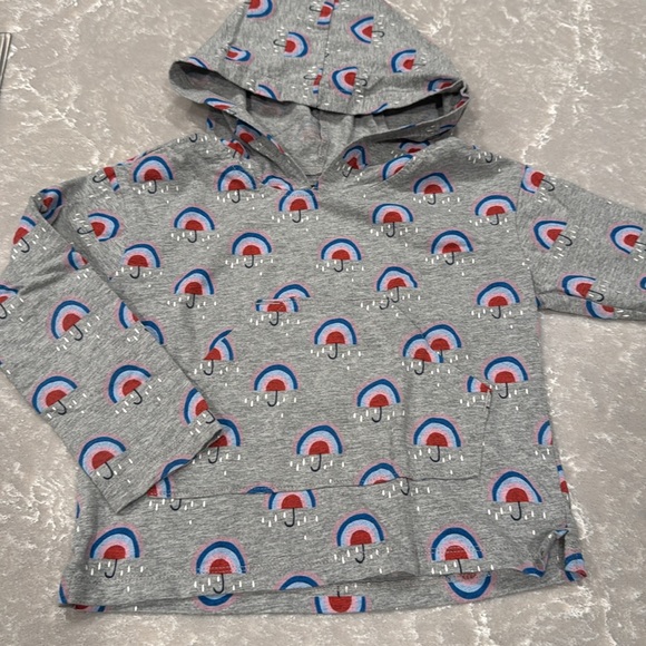 Tea Collection Other - Tea Collection Hoodie Shirt Gray Pink blue Rainbow Umbrella Toddler Girl Size 4T